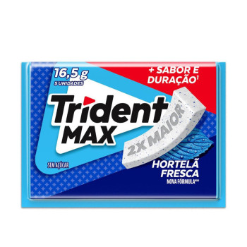Trident Max Chiclete Sem Açúcar Hortelã Fresca 16,5g