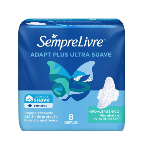 Absorvente Sempre Livre Adapt Plus Sv C/Aba 8Un
