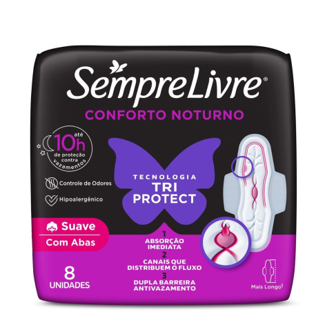 Absorvente Sempre Livre Plus Not C/Abas C/8Un