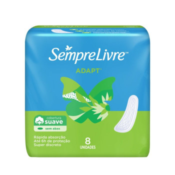 Absorvente Sempre Livre Adapt Cobertura Suave Sem Abas com 8 unidades
