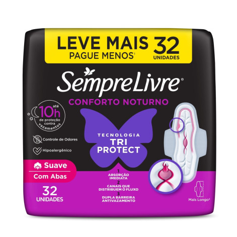 Absorvente Sempre Livre Not Sv C/Abas 32Un