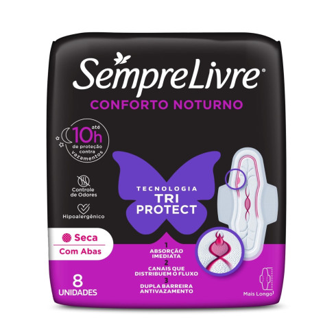 Absorvente Sempre Livre Not Sec C/Abas C/8Un