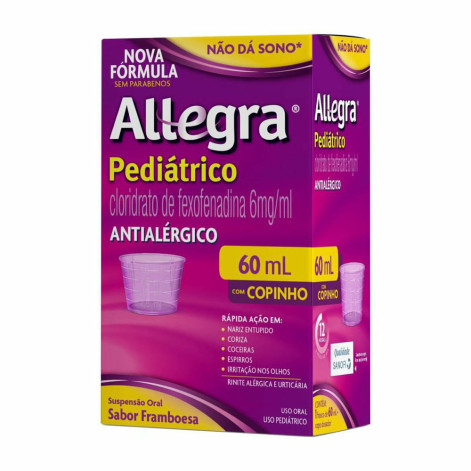 Antialérgico Allegra Pediátrico 6mg/ml Sabor Framboesa 60ml + Copo Dosador