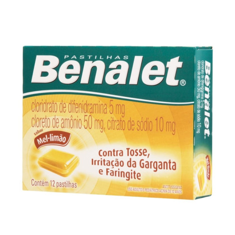 Pastilha Benalet Sabor Mel e Limão 12 unidades