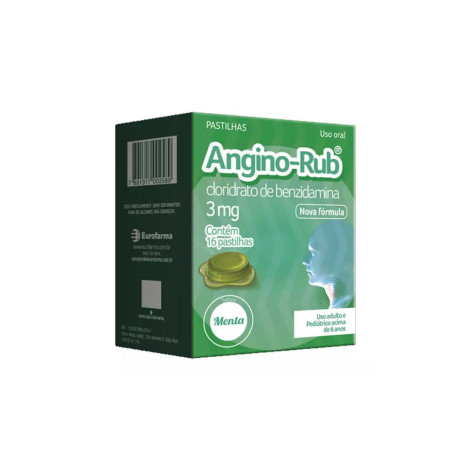 Angino-Rub 3mg Eurofarma Menta 16 Pastilhas