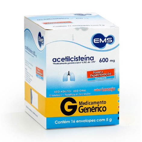 Acetilcisteína 600mg Granulado Sabor Laranja 16 envelopes EMS Genérico