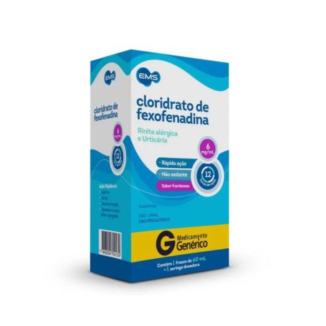Cloridrato de Fexofenadina 6mg/ml Ems Suspensão Oral 60ml + 1 Seringa Dosadora