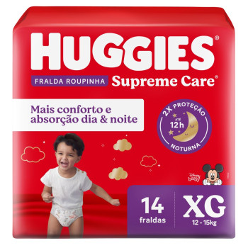 Fralda Calça Huggies Roupinha Supreme Care Disney Baby Jumbo XG 14 unidades