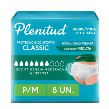 Roupa Íntima Descartável Plenitud Classic Intensa P/M 8 Unidades