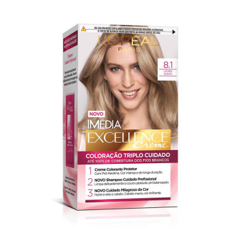 Tinta de Cabelo Permanente Imédia Excellence L'Oréal Paris Creme - 8.1 Louro Sueco