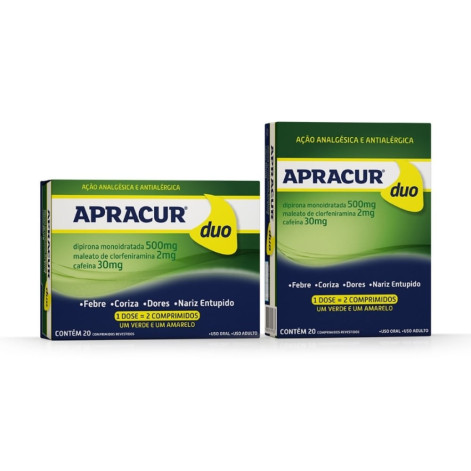 Apracur Duo 500mg + 2mg + 30mg 20 Comprimidos Revestidos