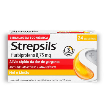 Pastilha para Garganta com Anti-inflamatório e Analgésico Strepsils Mel e Limão 24 unidades