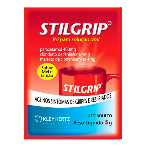 Stilgrip 400mg + 4mg + 4mg Sabor Mel e Limão Granulado para Solução Oral 1 Sachê 5g
