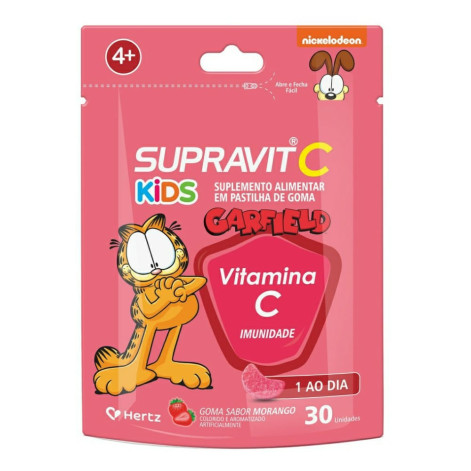 Suplemento Alimentar Supravit C Kids Sabor Morango Garfield 30 Gomas