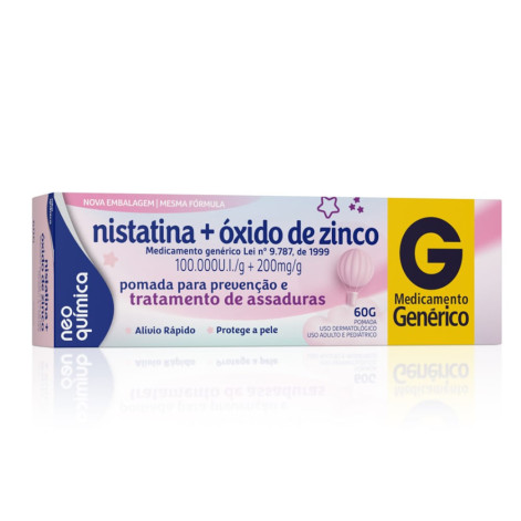 Pomada para Assaduras Nistatina 100000UI/g + Óxido de Zinco 200mg/g Neo Química Genérico 60g