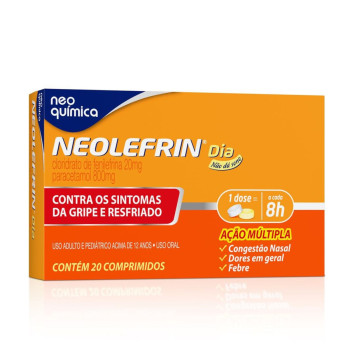 Neolefrin Dia Paracetamol 800mg + Cloridrato Fenillefrina 20mg 20 comprimidos