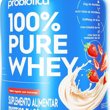 100% Pure Whey Iogurte com Morango Pote 900G 100% Pure Whey Iogurte com Morango Pote 900G