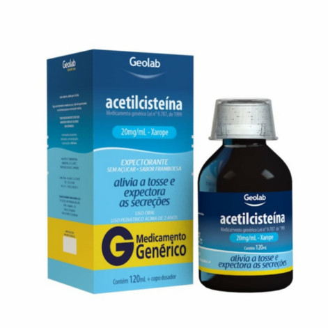 Acetilcisteína 20mg/ml Geolab Xarope Sabor Frambroesa 120ml + Copo Dosador