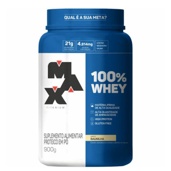 Whey Protein 100% Max Titanium Baunilha 900g