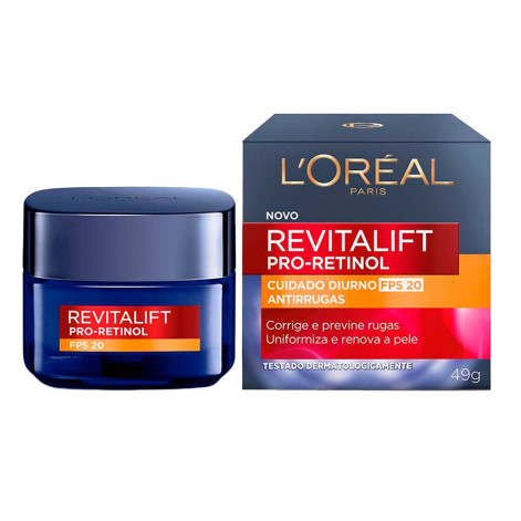 Creme Facial Antirrugas L'Oréal Paris Revitalift Retinol Cuidado Diurno FPS20 49g