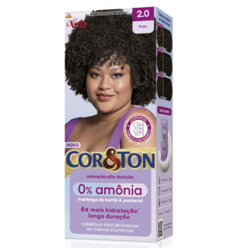 Tinta de Cabelo Permanente Cor&Ton Niely 0% Amônia - 2.0 Preto