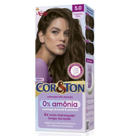 Tinta de Cabelo Permanente Cor&Ton Niely 0% Amônia - 5.0 Castanho Claro