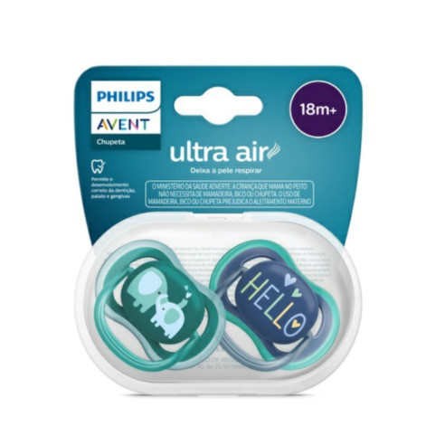 Chupeta Ultra Air Decorada 18M+ Azul E Verde 2 Unidades